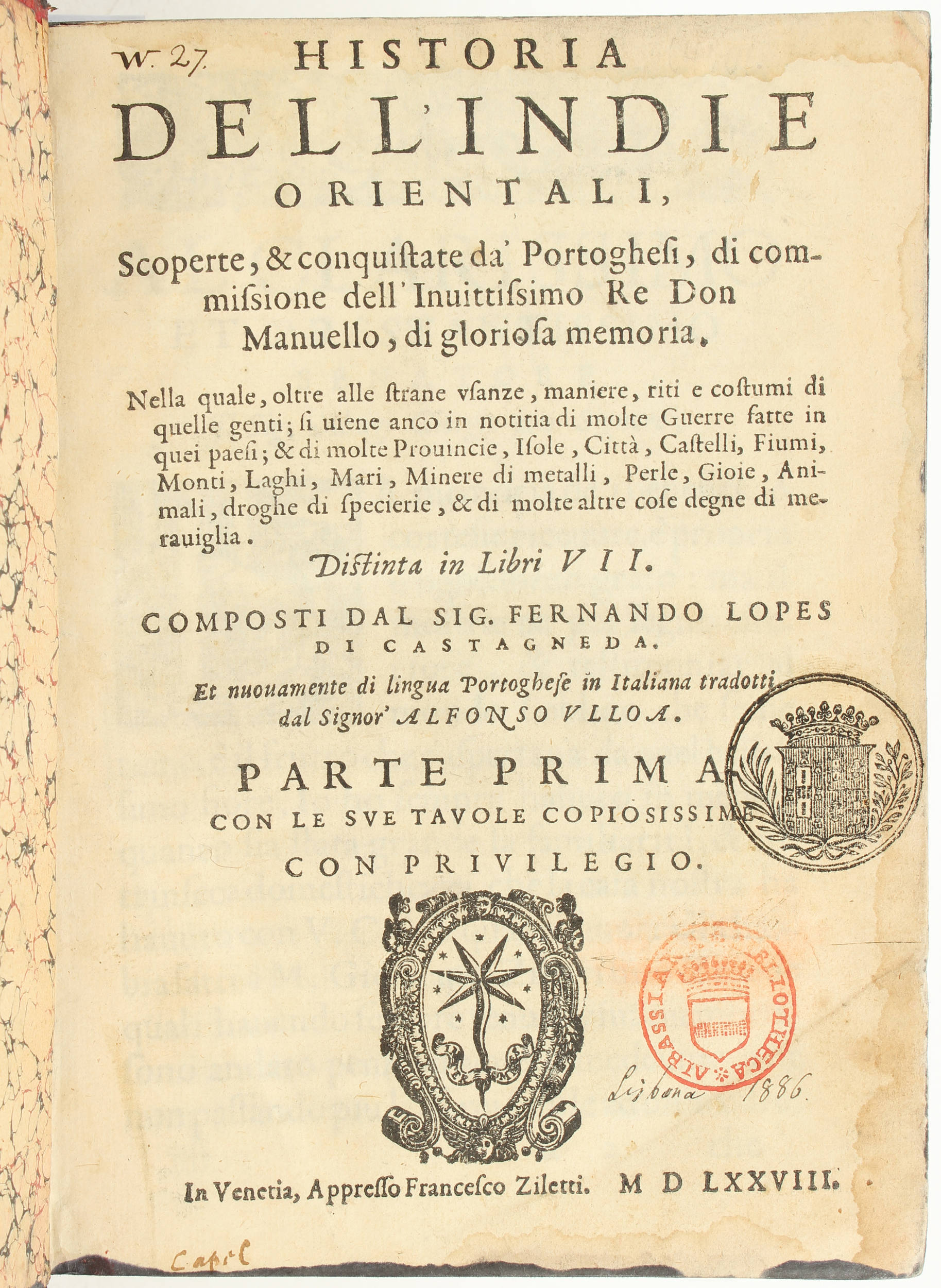 López de Castanheda, Historia dell'Indie Orientali. 2 Bde.