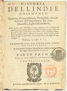 López de Castanheda, Historia dell'Indie Orientali. 2 Bde.