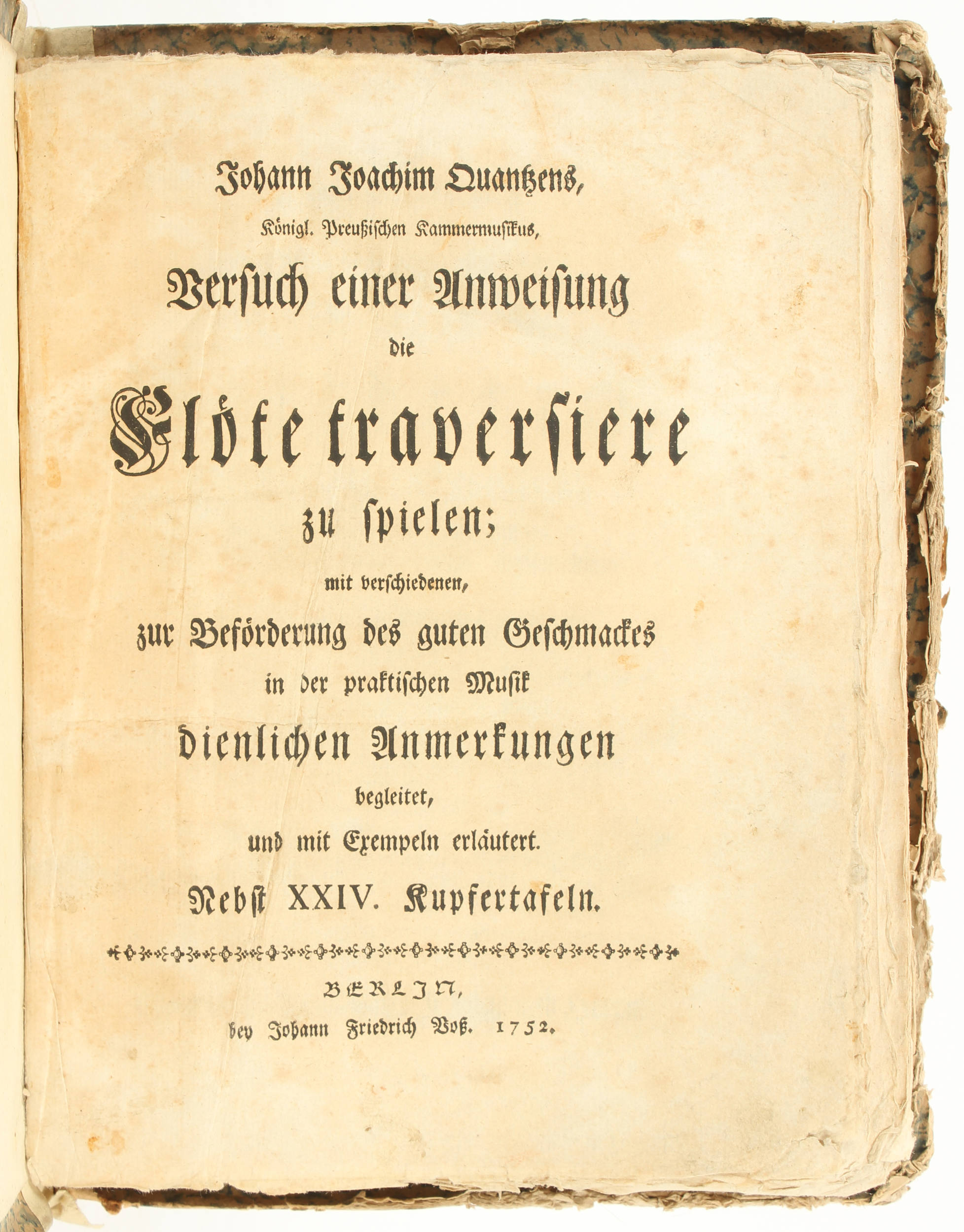 Quantz, Anweisung die Flöte traversiere zu spielen