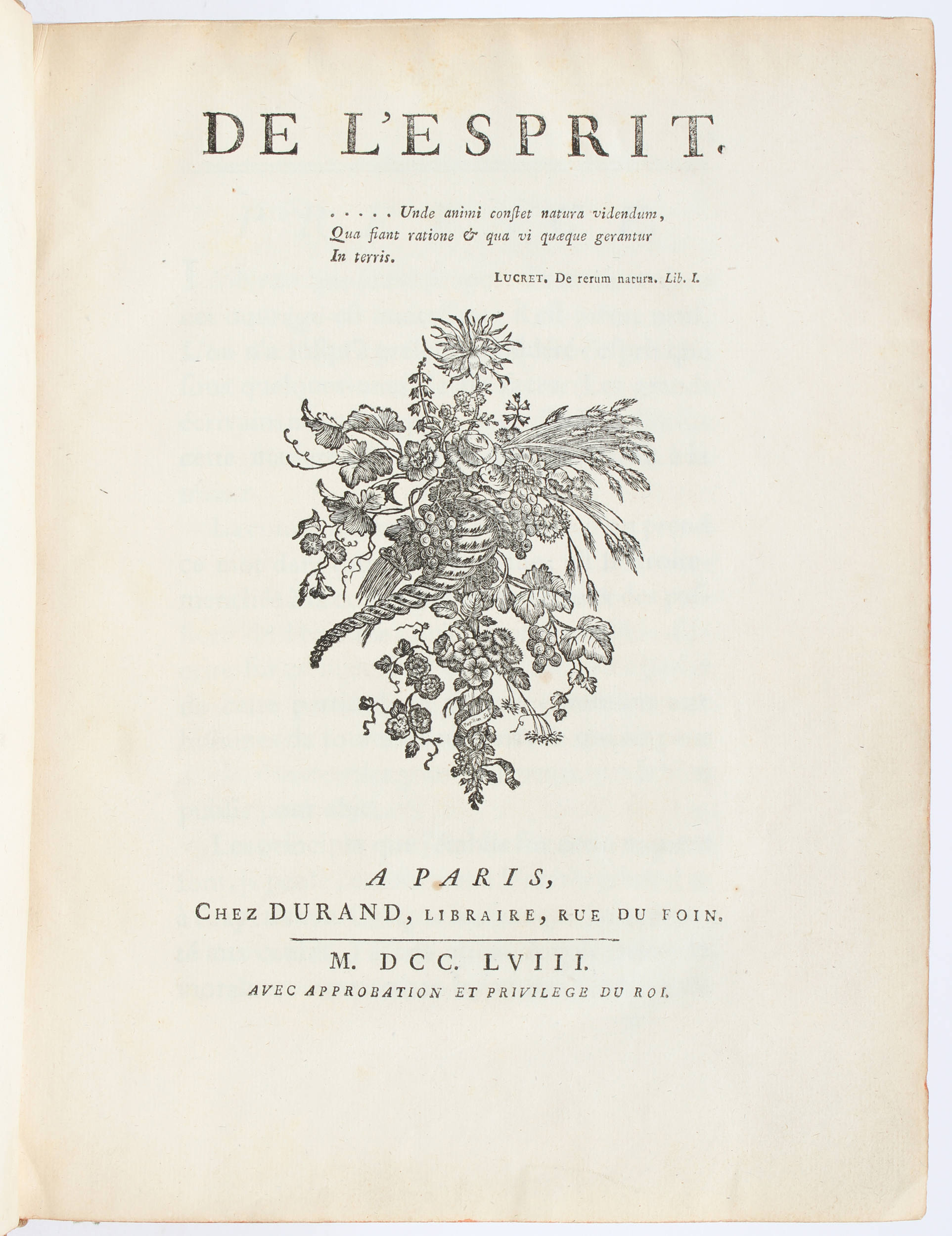 (Helvétius), De l'esprit. (Druckvariante)