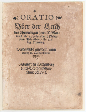 Melanchthon, Oratio uber die Leich Luthers