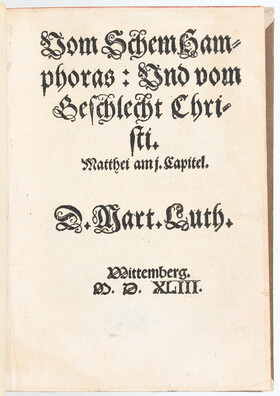 Luther, Vom Schem Hamphoras