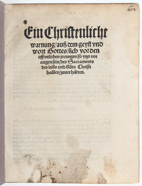 (Luther), Ein Christenliche warnung