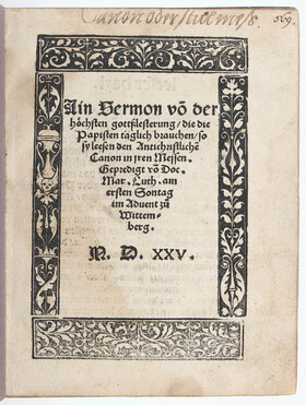 Luther, Sermon von gottßlesterung