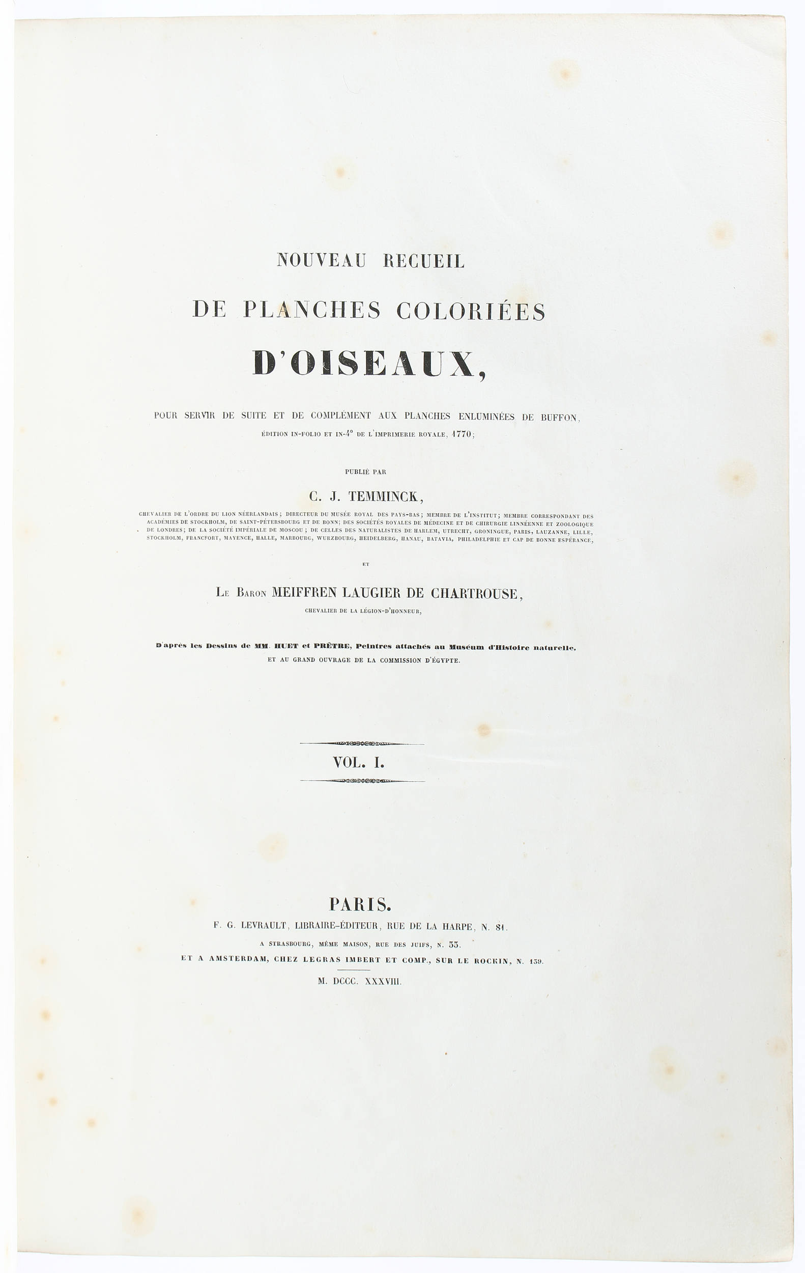 Temminck, Nouveau recueil d'oiseaux. 5 Gr.-folio Bde.