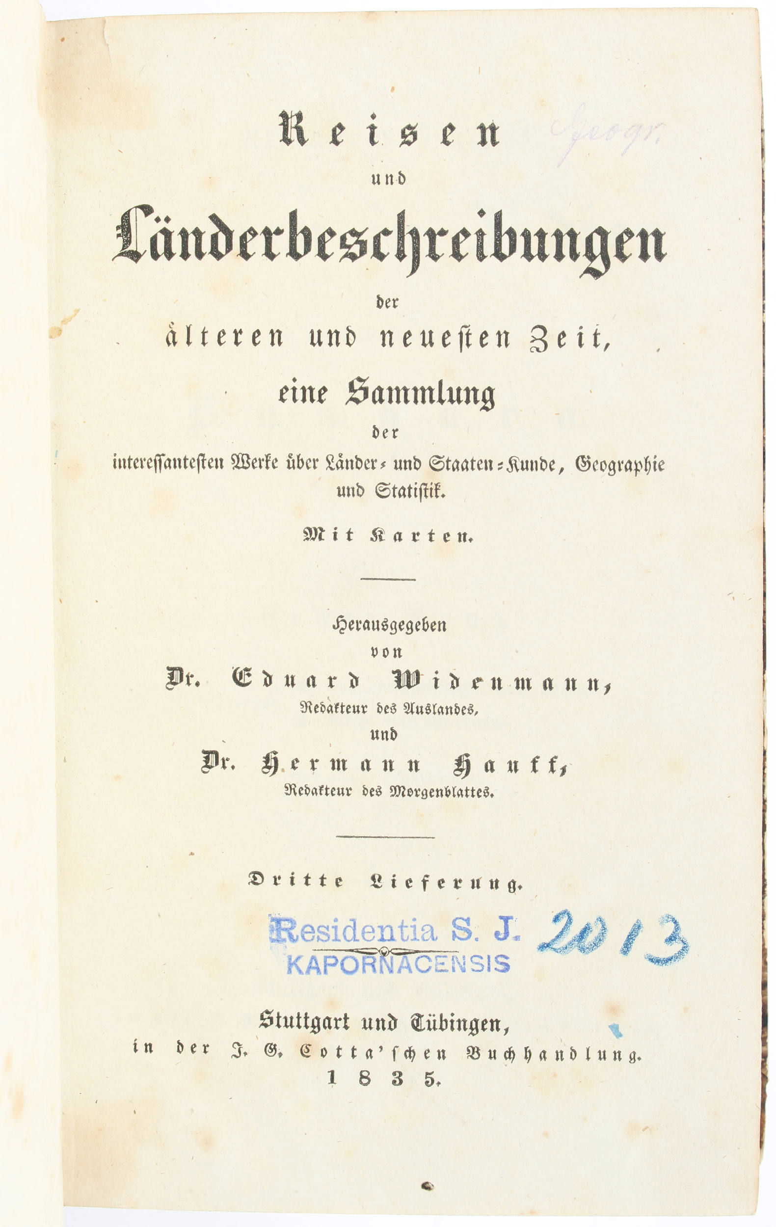 Reisen und Länderbeschreibungen + Schubert, Morgenland. 10 Bde.