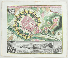 Freiburg. Plan-Prospekt. Seutter / 3 Bll.