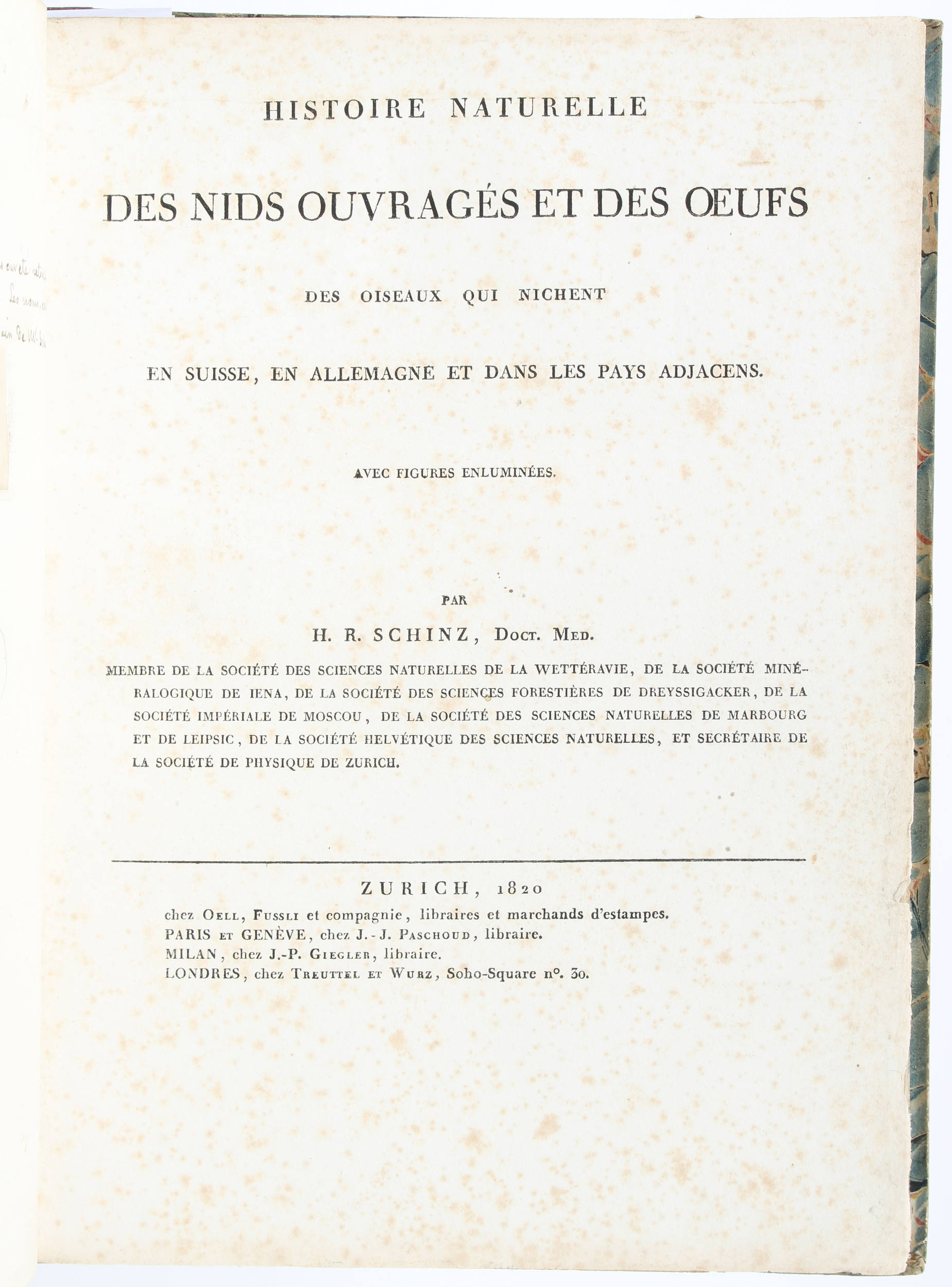 Schinz, Des nids ouvragés et des oeufs des oiseaux