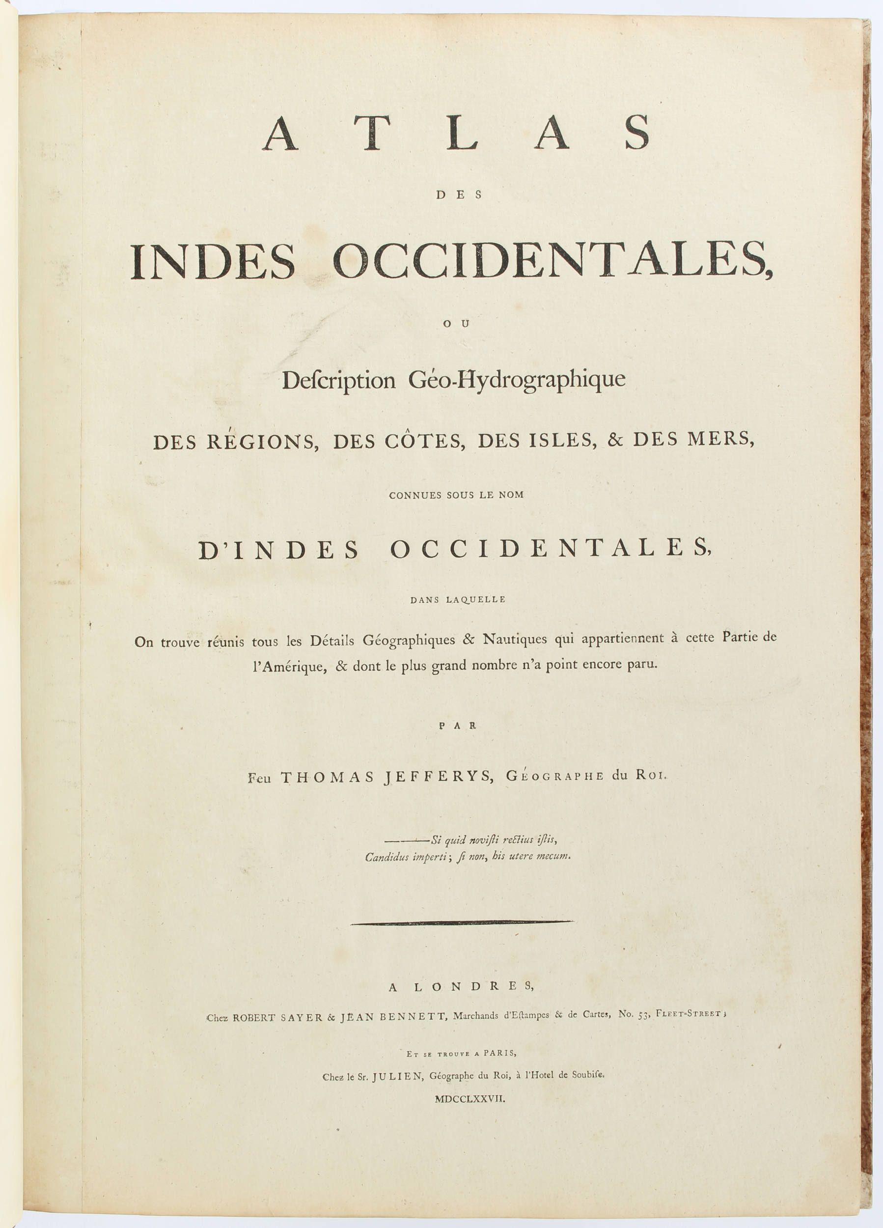 Jefferys, Atlas des Indes occidentales