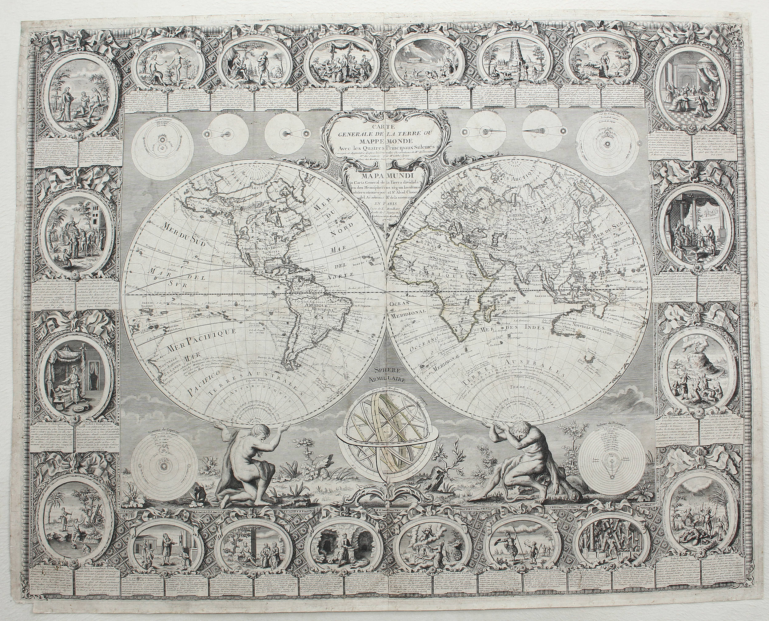 Weltkarte + Erdteile. 5 Bll. Clouet-Mondhare