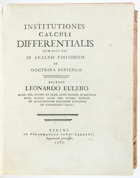 Euler, Institutiones calculi differentialis