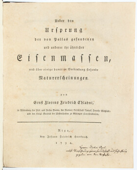Chladni, Ursprung der Eisenmassen / 2 Bde.