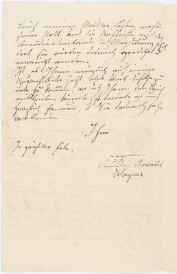 Rosalie Wagner, Brief an T. Apel + 3 Beilagen