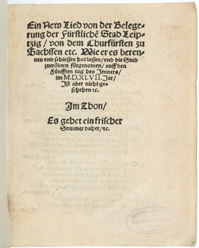 Lied von der Belegerung der Stad Leiptzig