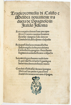 (Rojas), Tragicocomedia di Calisto e Melibea