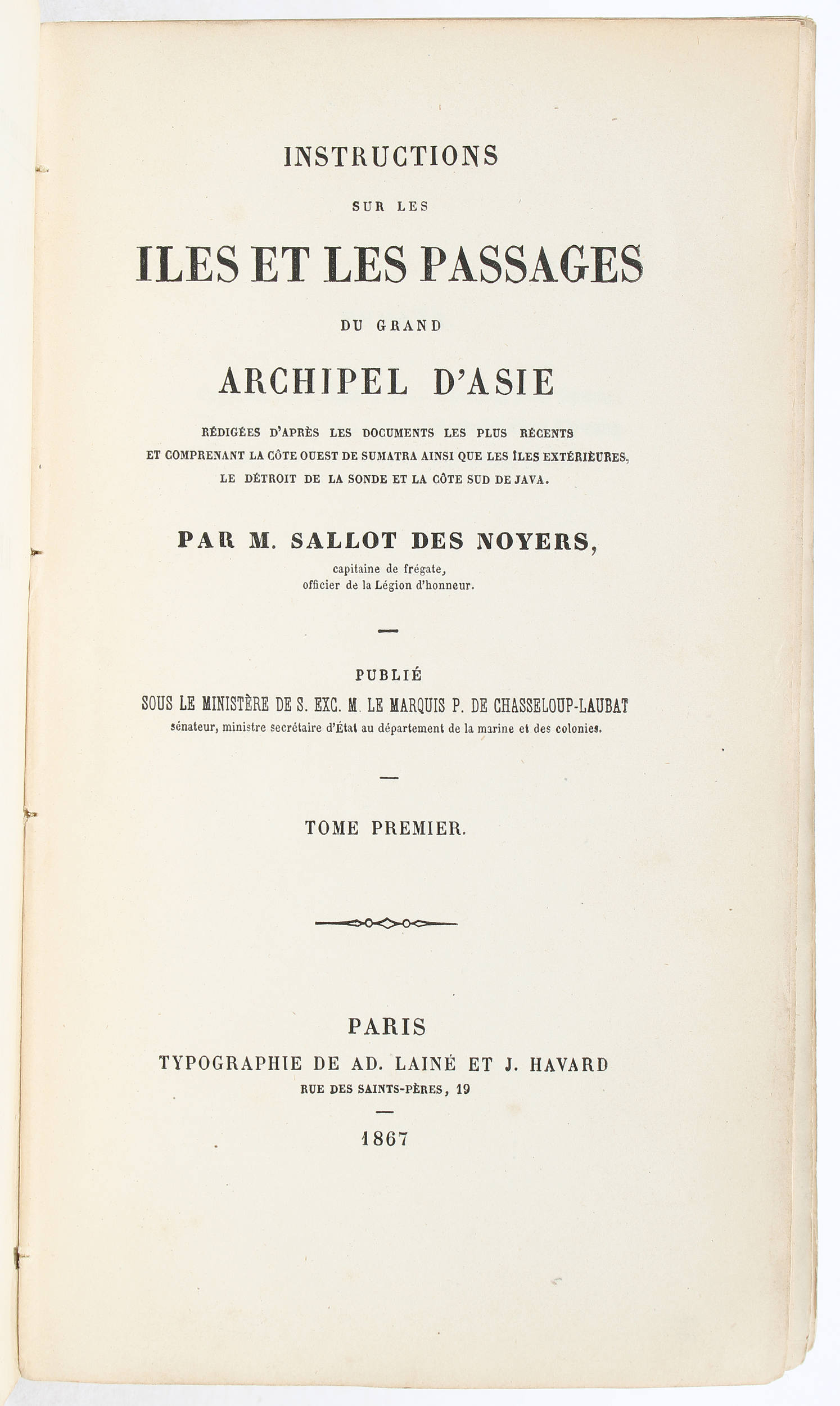 Sallot des Noyers, Archipel d'Asie. 5 Bde.
