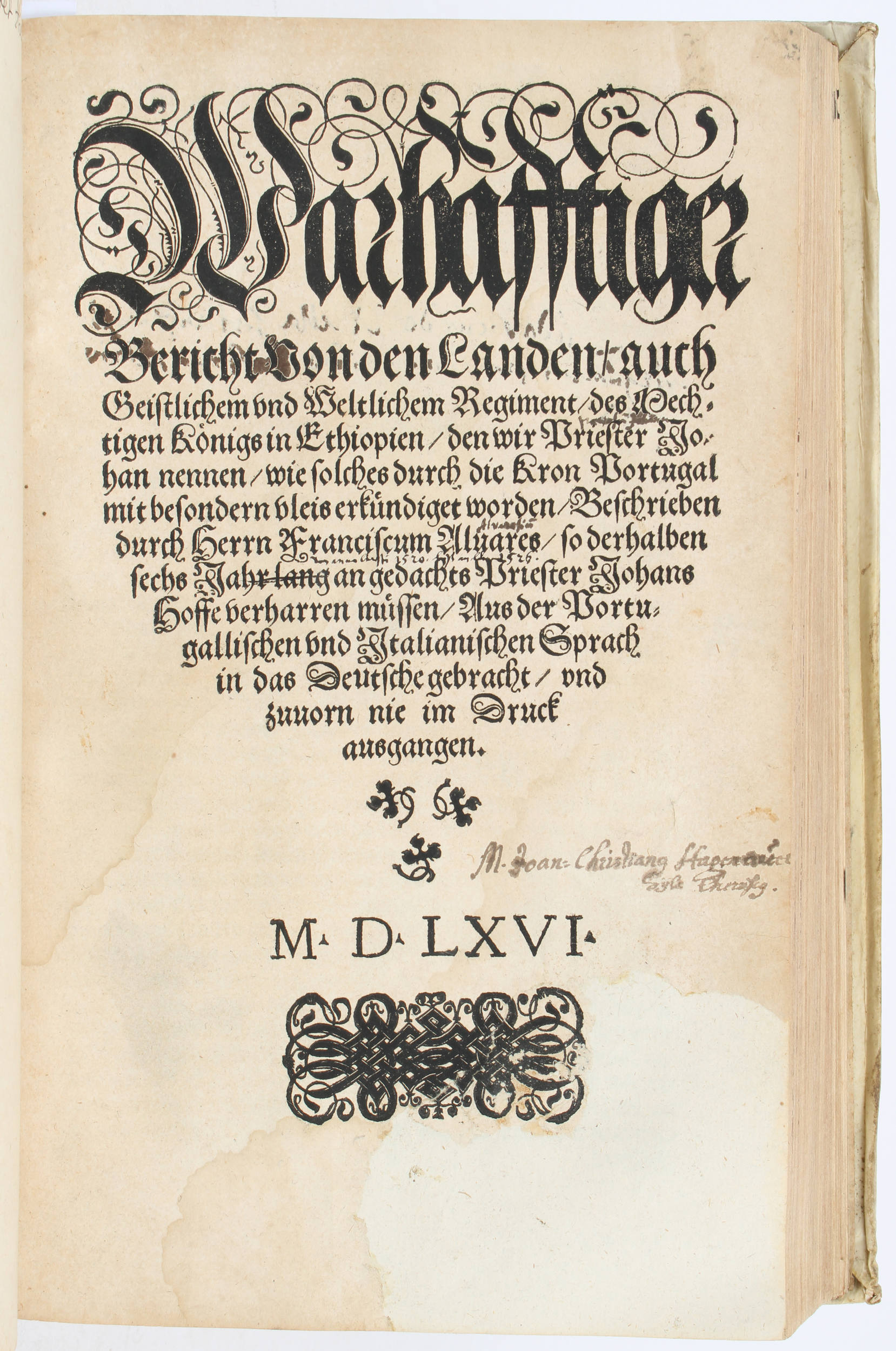 Alvares, Bericht von Priester Johann + 3 Beibände