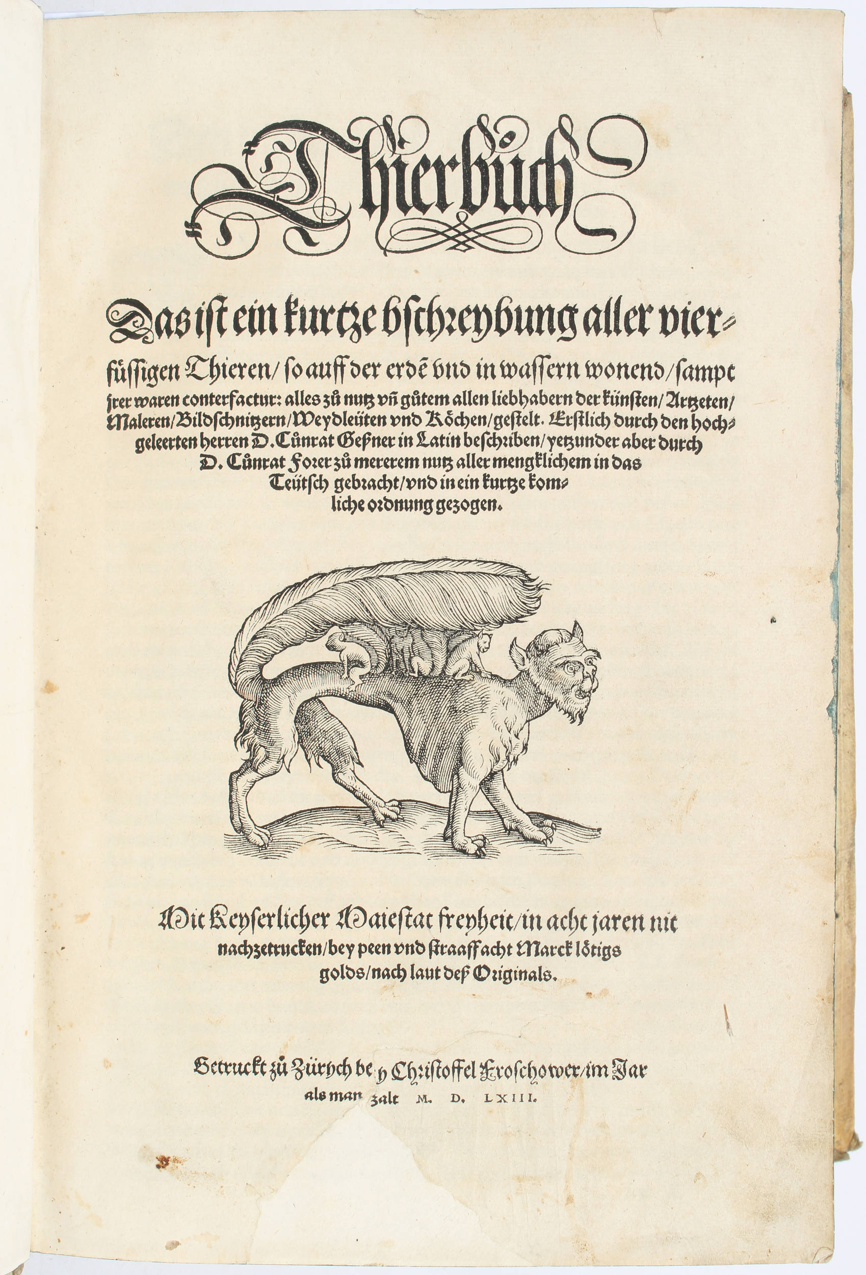 Gesner, Thierbuch - Vogelbuch - Fischbuch