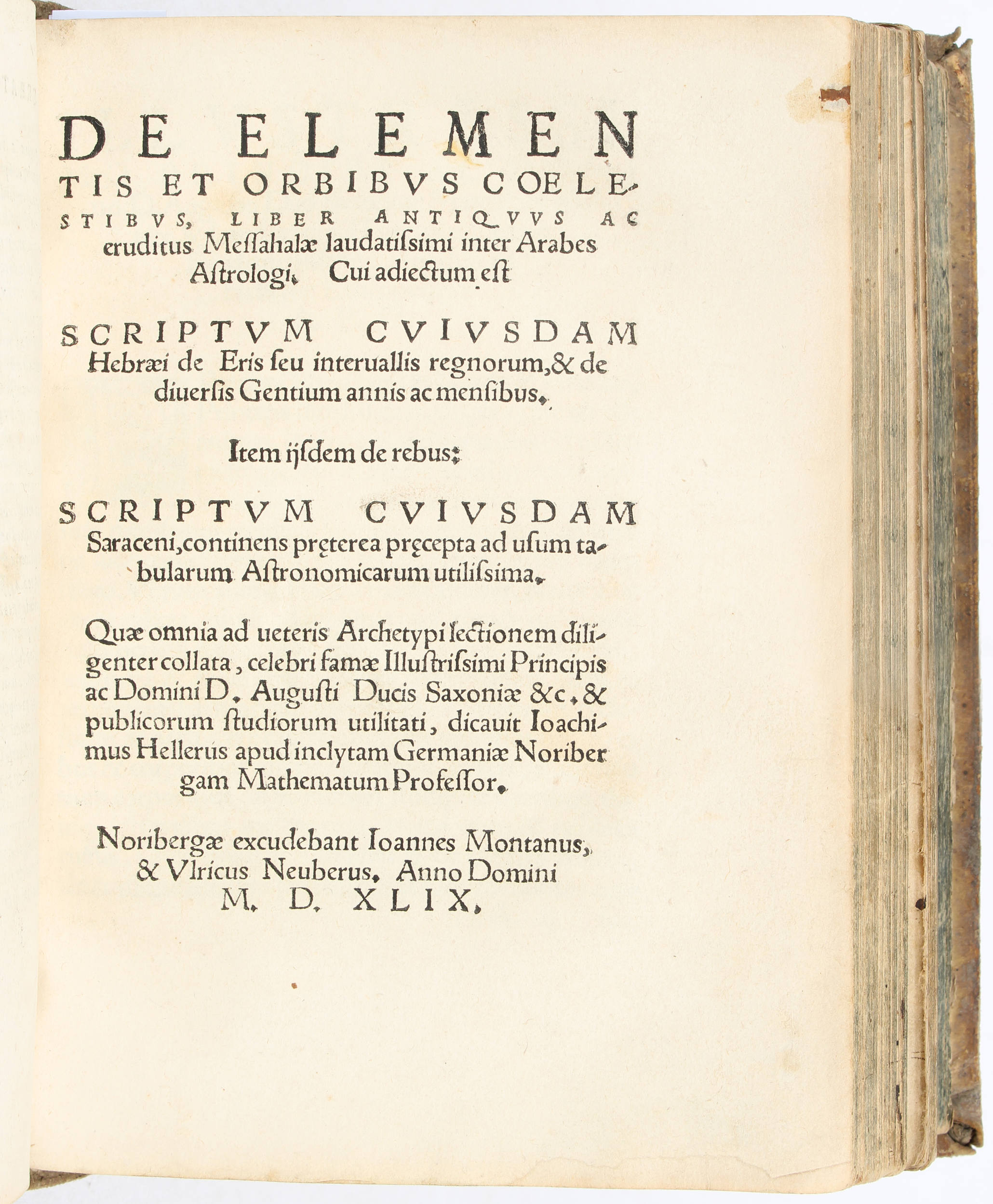 Messahalah, De elementis coelestibus + 3 Beibände