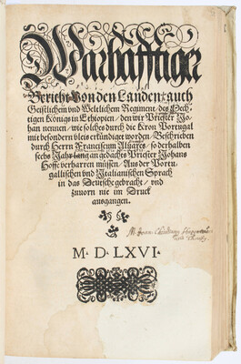 Alvares, Bericht von Priester Johann + 3 Beibände