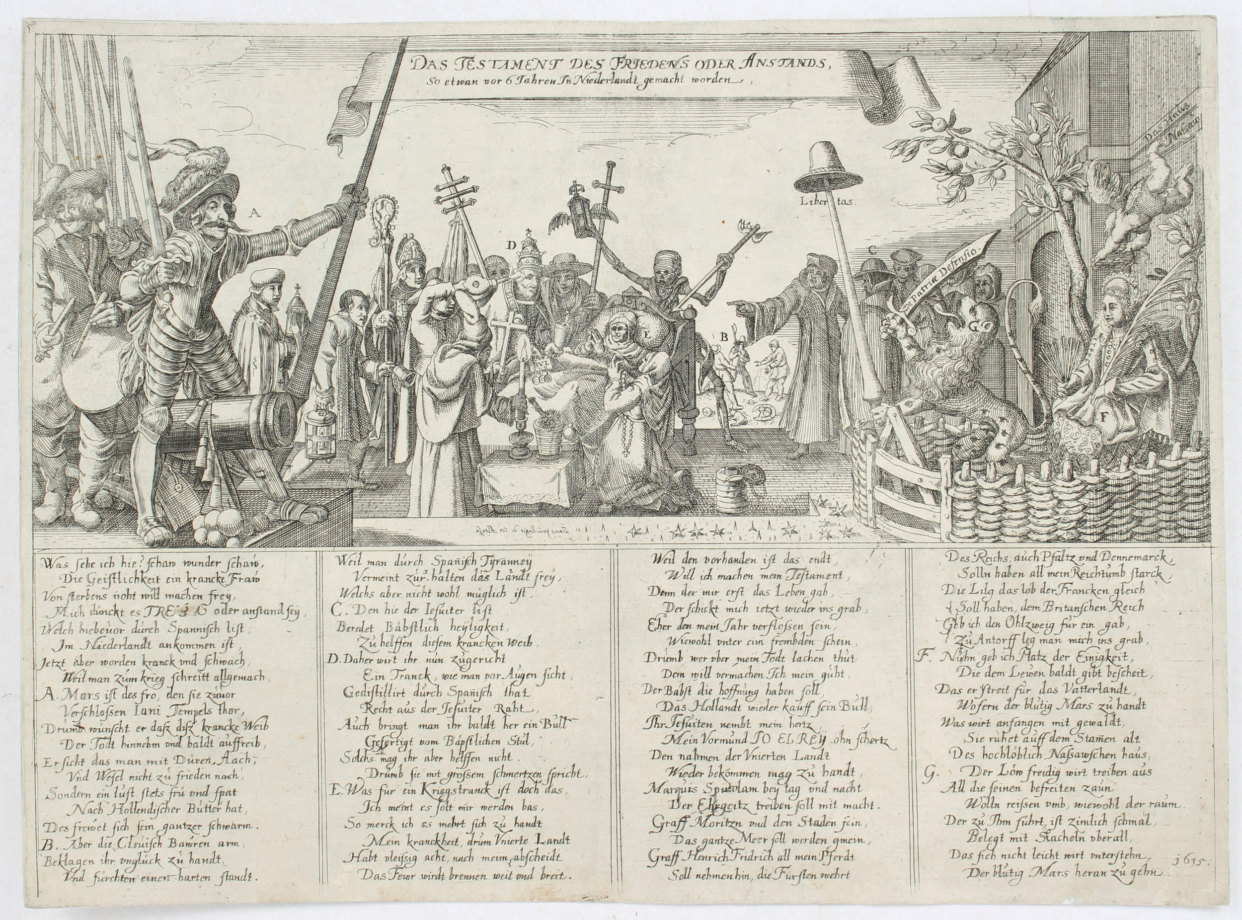 Das Testament des Friedens oder Anstands. Einblattdruck