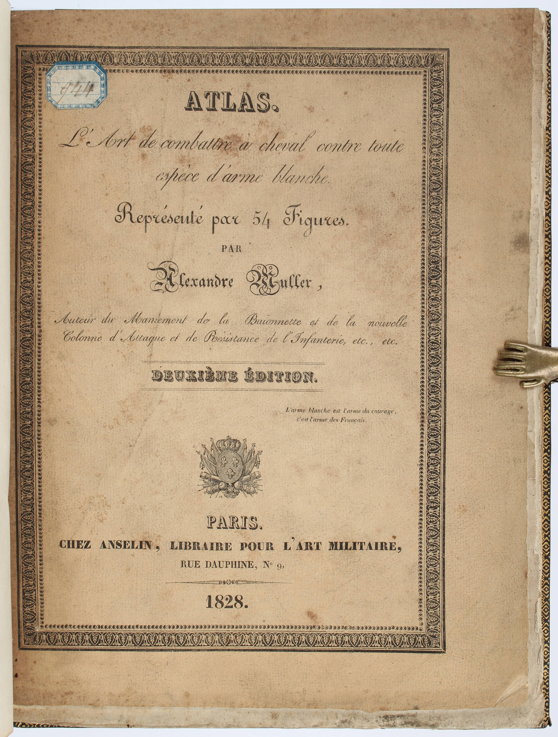 Muller, Théorie sur l'escrime á cheval. 1828. 2 Bde.