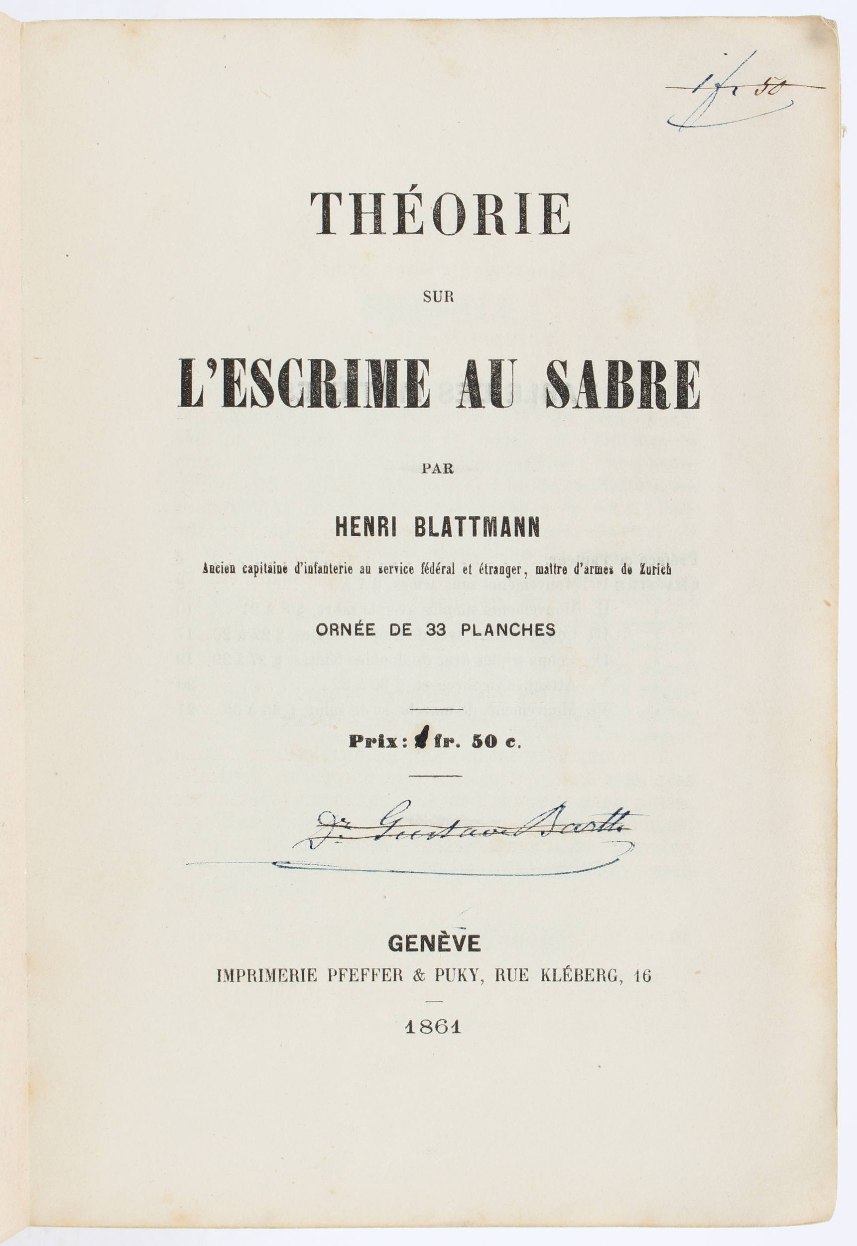 Blattmann, L'escrime au Sabre