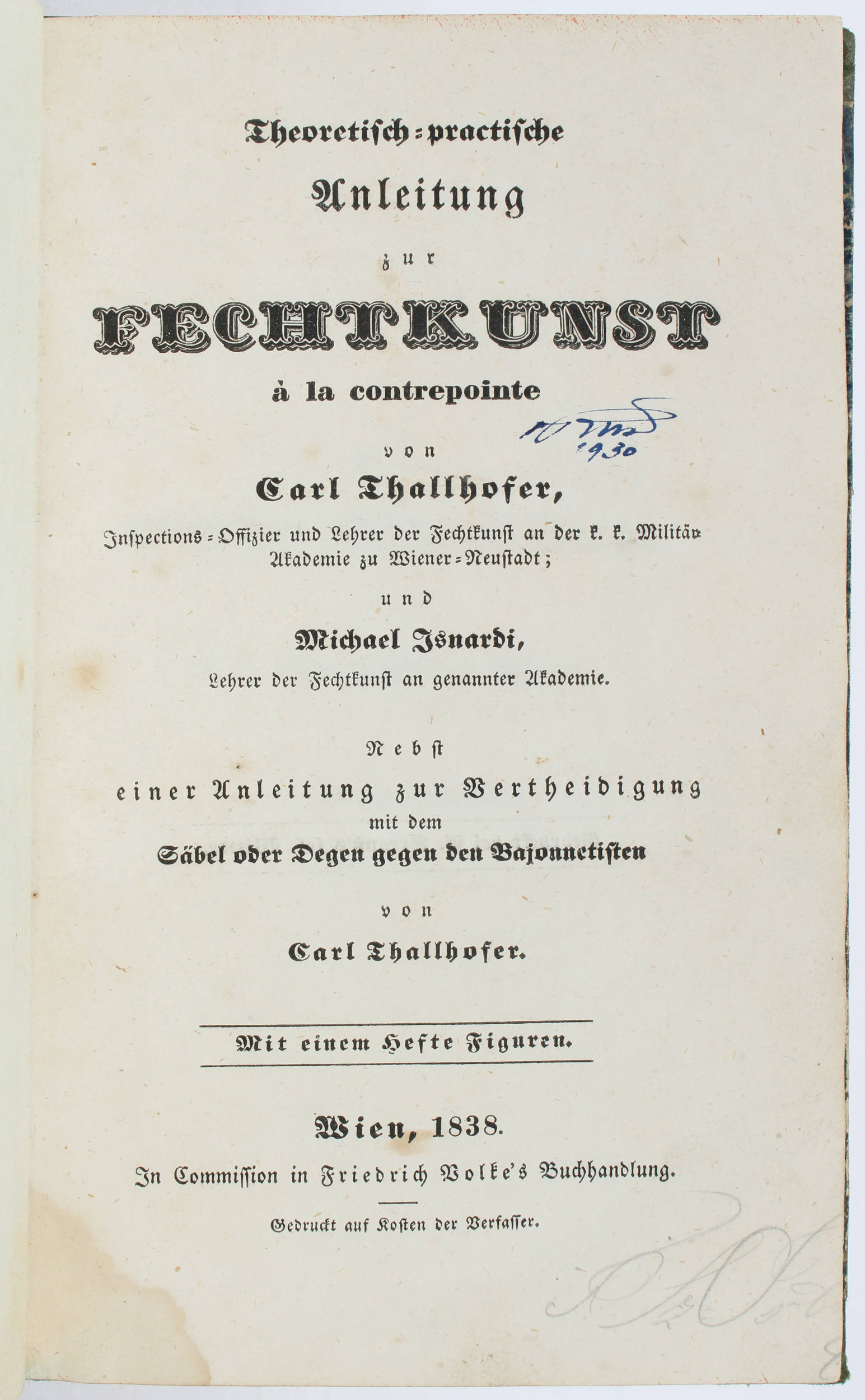 Thallhofer & Isnardi, Fechtkunst à la contrepointe. 2 Bde.