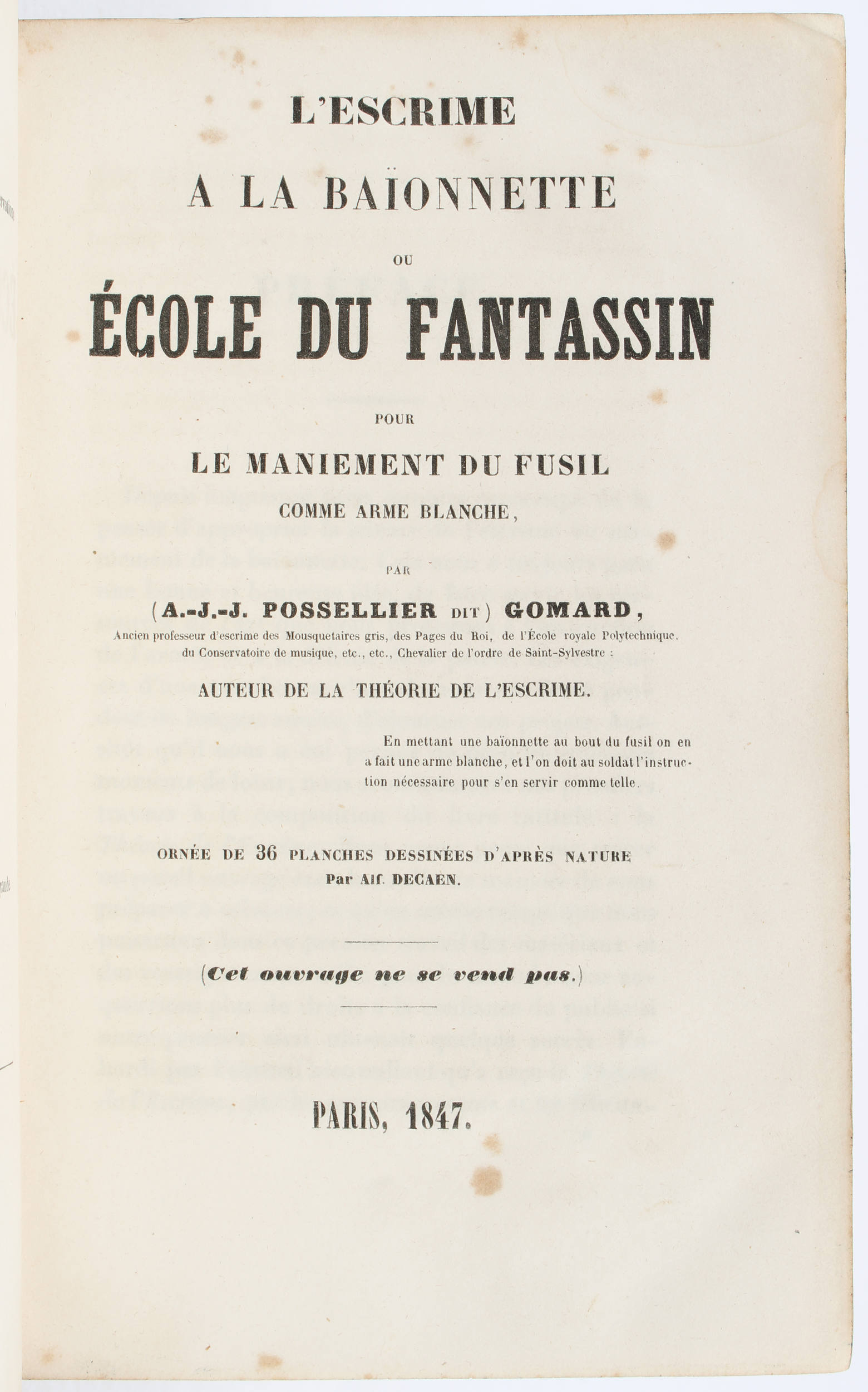 Possellier, Escrime à la baïonnette