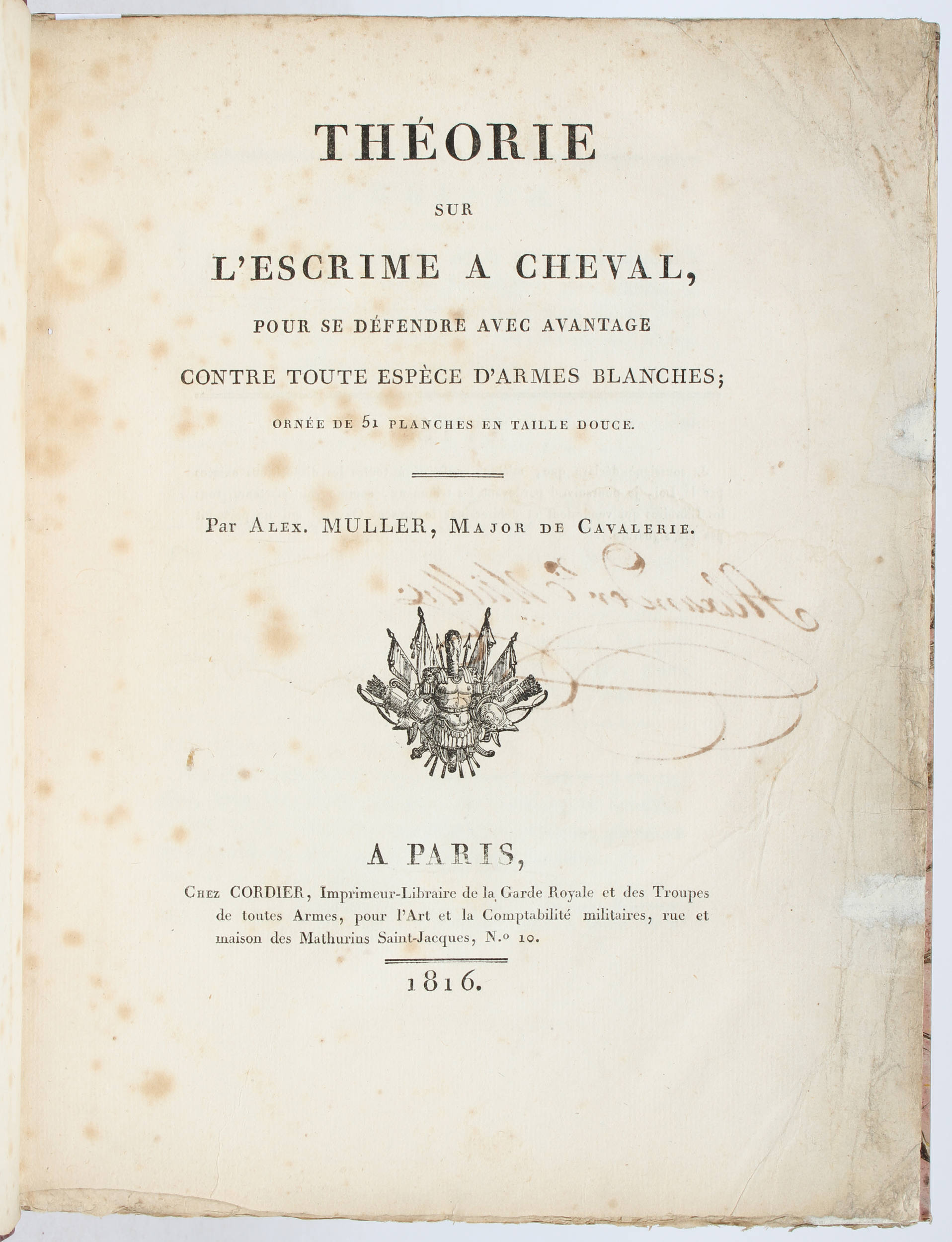 Muller, Théorie sur l'escrime á cheval. 1816