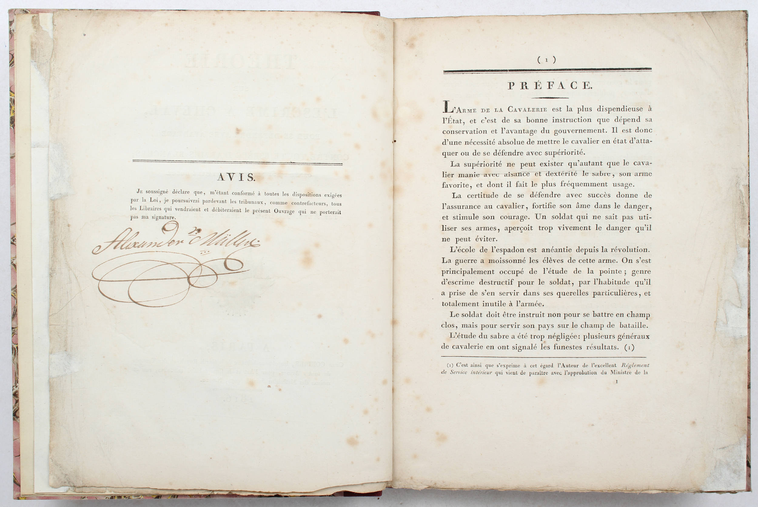 Muller, Théorie sur l'escrime á cheval. 1816