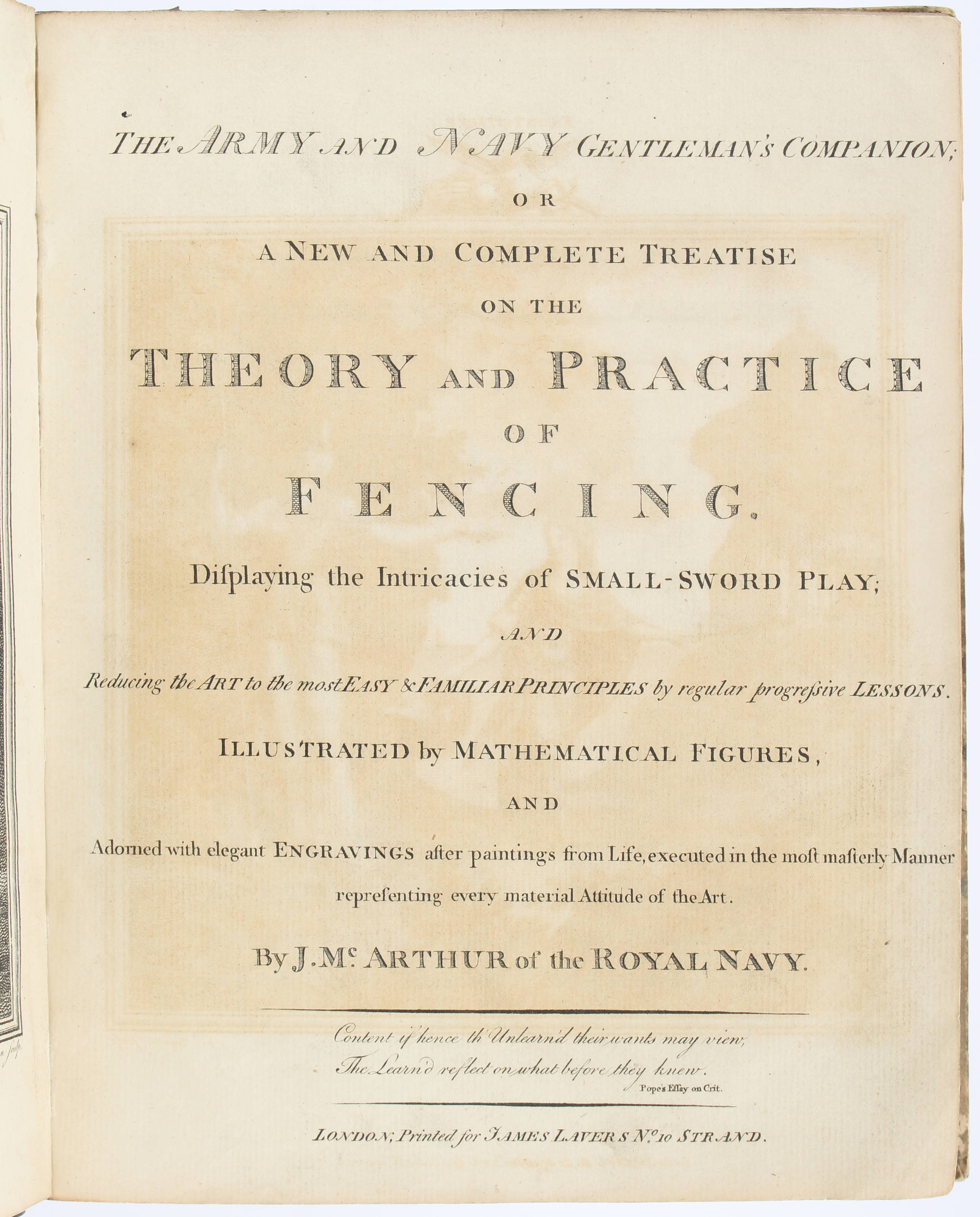 Mc Arthur, Theory and practice of fencing