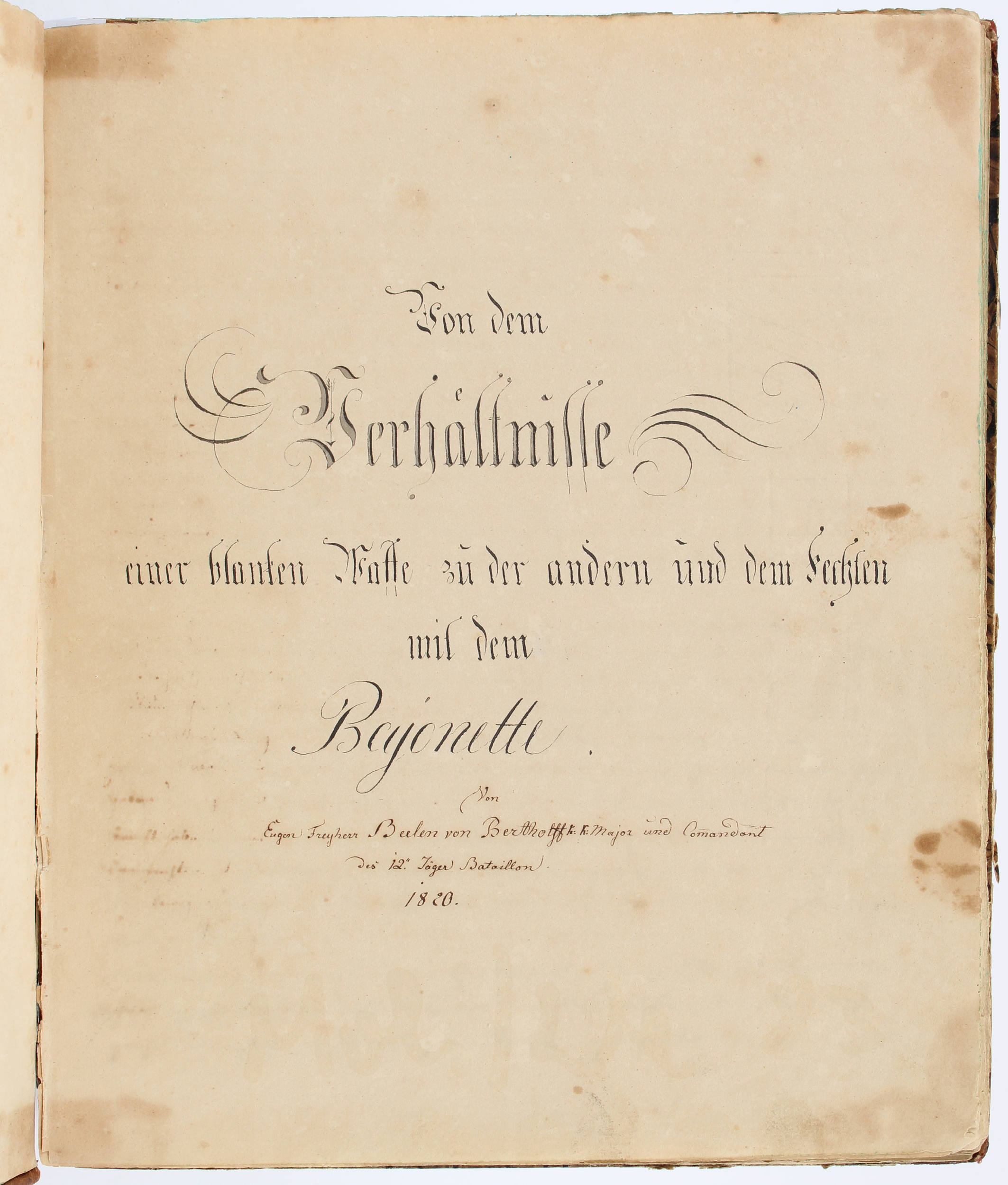 Beelen v. Bertholff, Verhältnisse einer blanken Waffe. Handschrift 1820