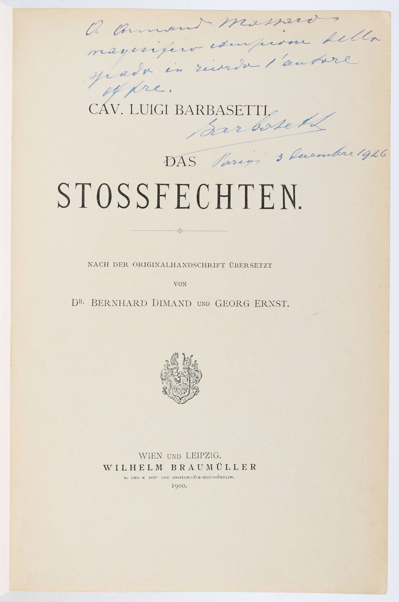 Barbasetti, 4 Werke 1899-1902. 4 Bde.
