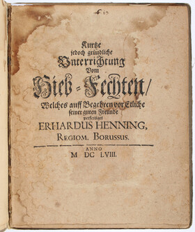 Henning, Unterrichtung vom Hieb-Fechten