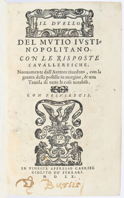 Muzio, Il dvello con le risposte cavalleresche