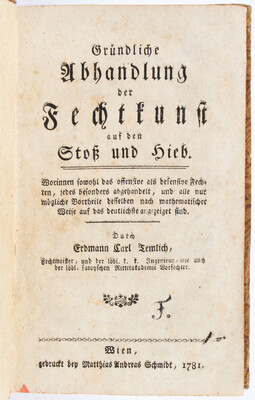 Timlich, Fechtkunst auf den Stoß und Hieb / 2 Bde.