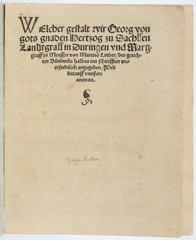 Georg von Sachsen, Welcher gestalt...