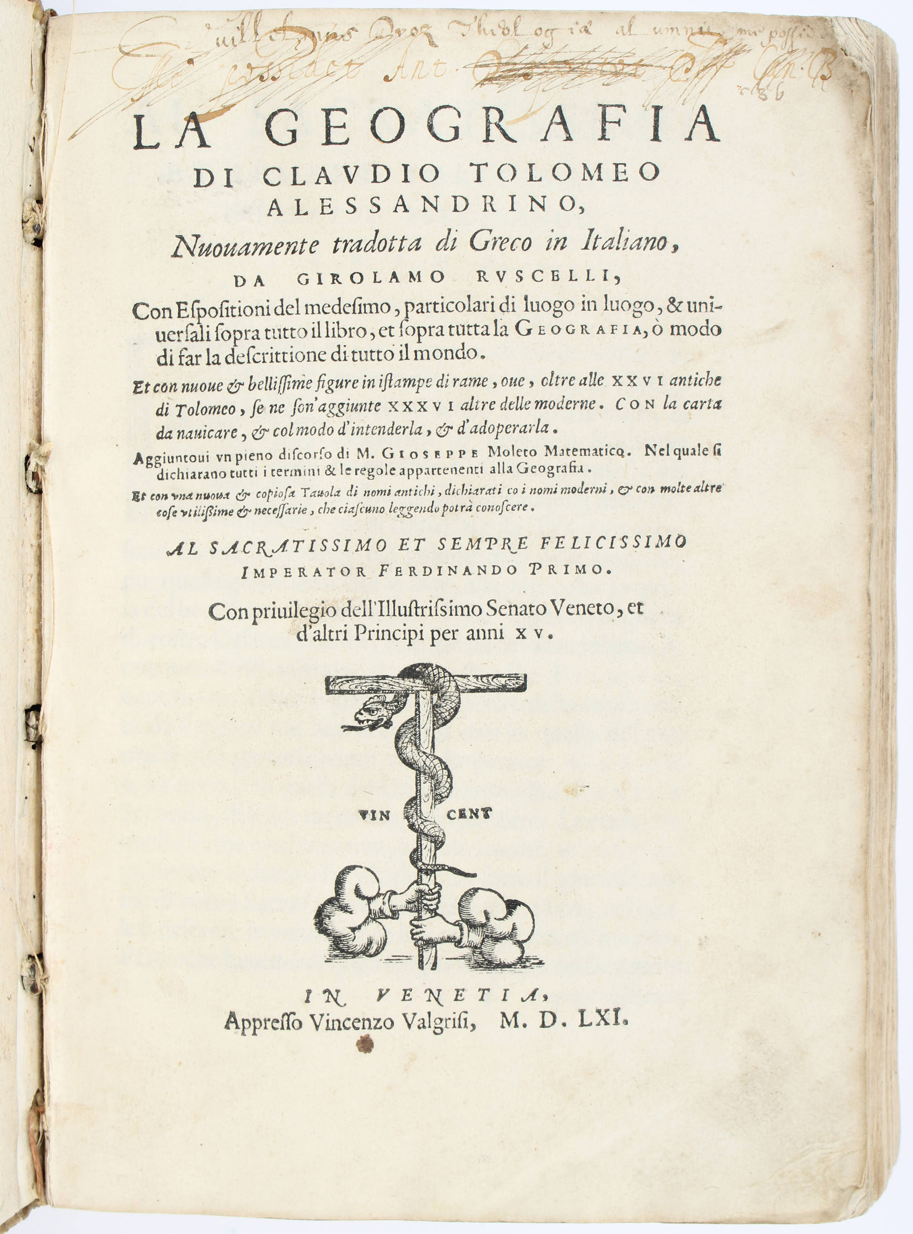 Ptolemaeus, Geografia. 1561