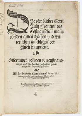 Frontinus, Vier Bücher von guten Räthen