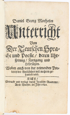Morhof, Teutsche Sprache und Poesie / 2 in 1 Bd.