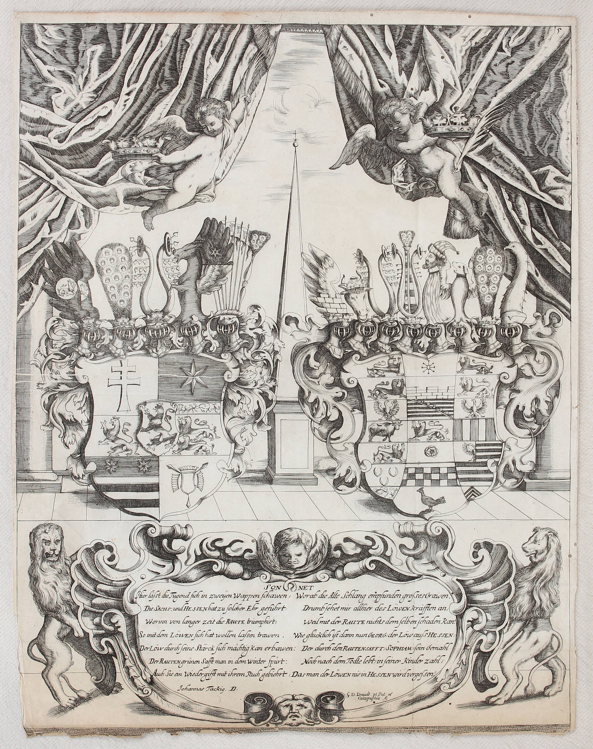 Wappentafel zu Georg II.v. Hessen-Darmstadt. Tacke