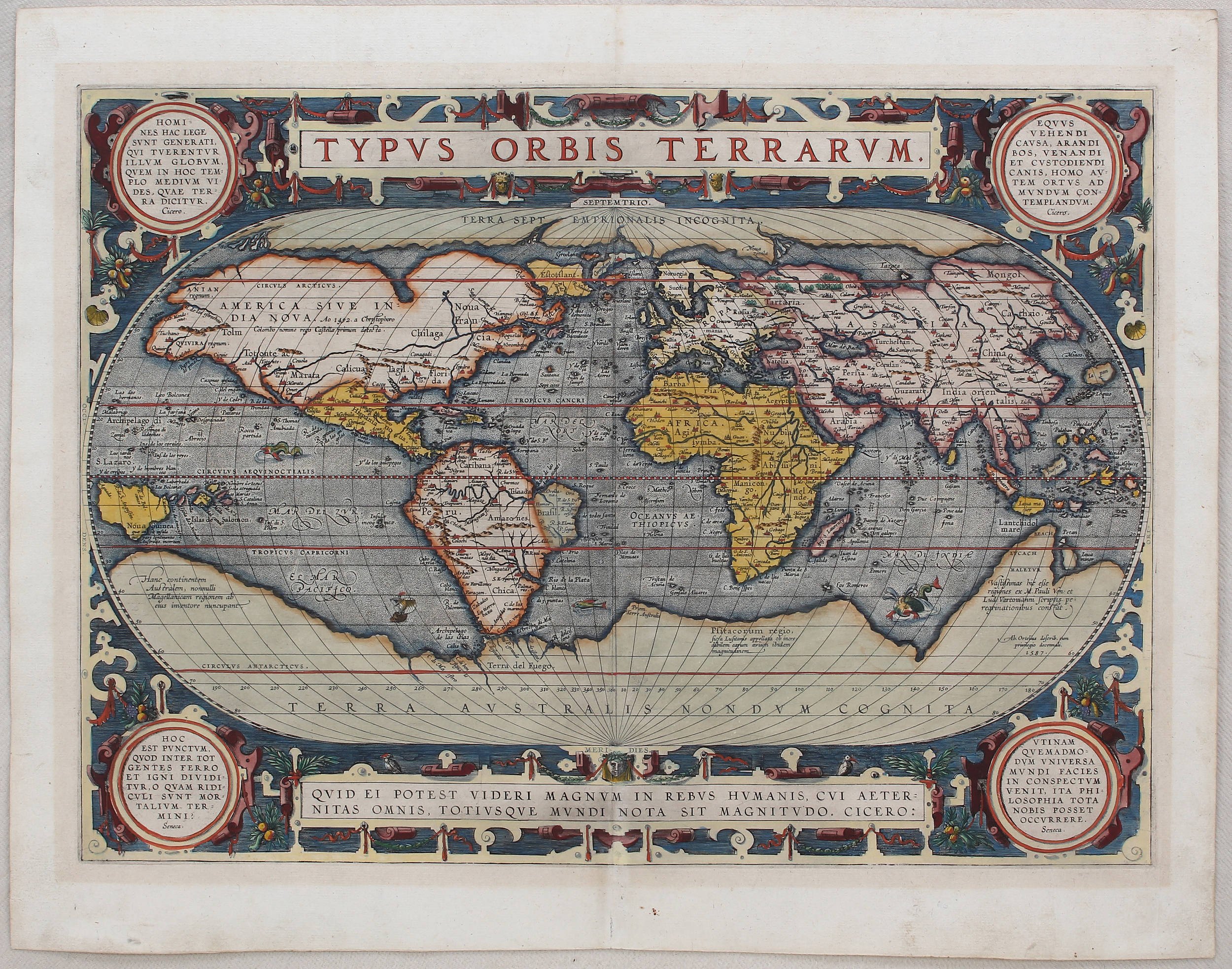 Welt + Erdteile. 5 Bll. Ortelius