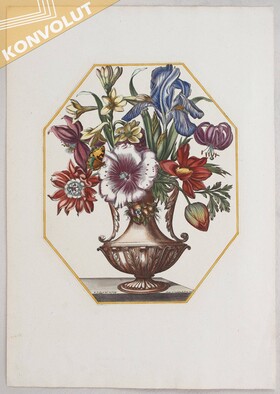 Blumenbukett in Ziervase. Robert / 9 Bll.