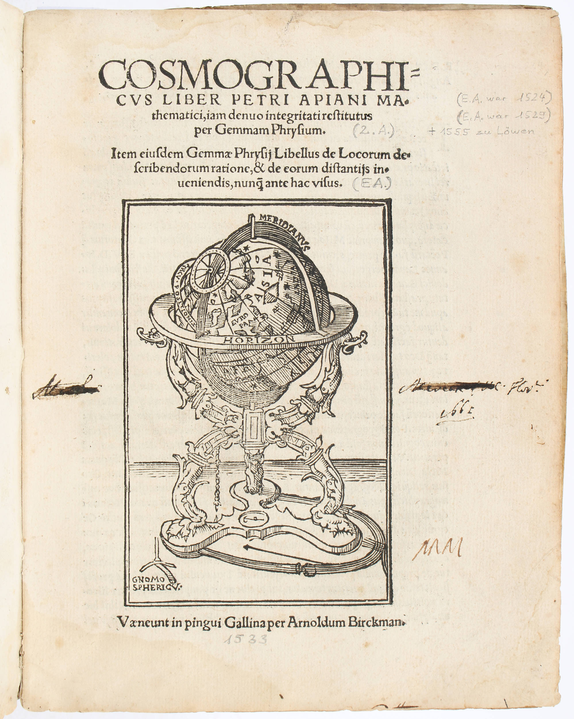 Apian, Cosmographicus liber. Antwerpen 1533
