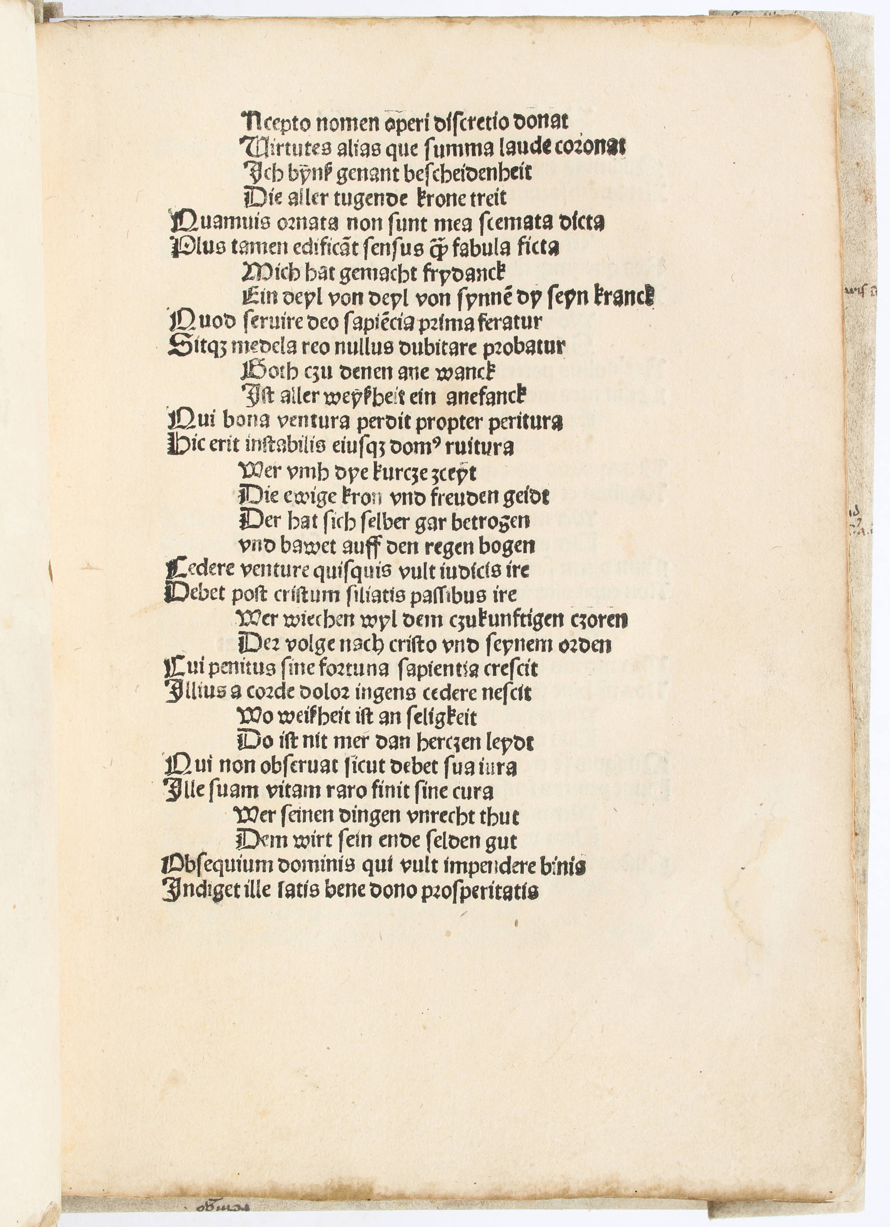 Freidank, Proverbia eloquentis