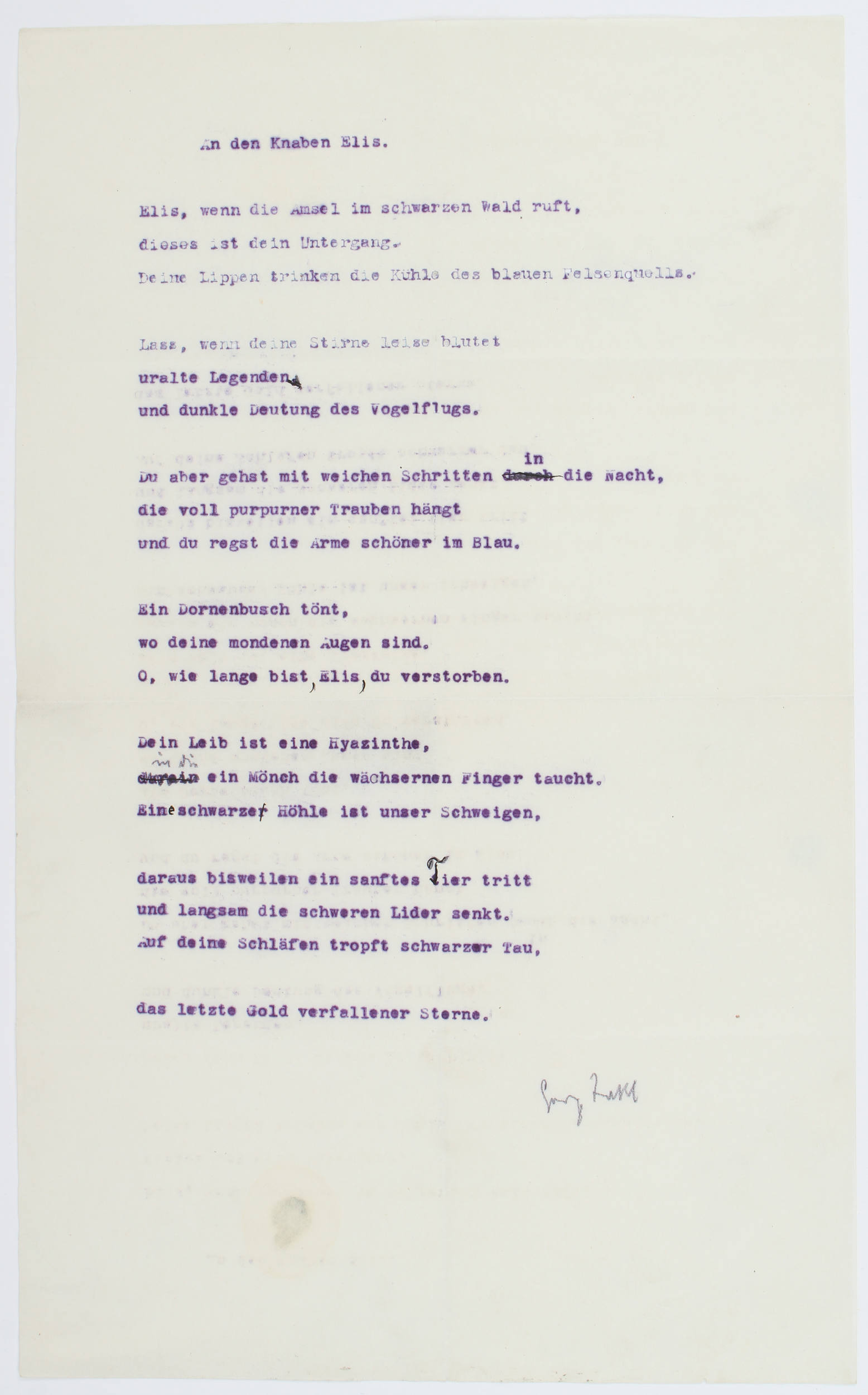Trakl, Typoskript von 