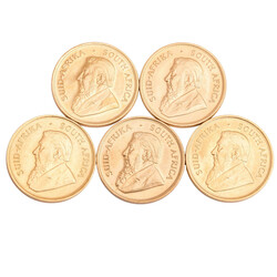 Südafrika GOLDLOT - 5 x 1 Unze GOLD, insg. ca. 155,5 g Feingold ...