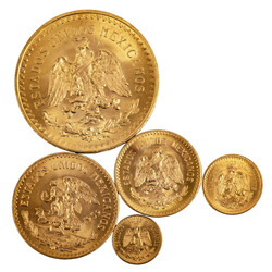 Mexiko /GOLDlot 5 x Centenario-Münzen, insg. ca. 63 g Feingold ...