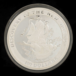 Bahamas/SILBER - Elisabeth II. 100 Dollar 1992 "500. Jahrestag der ...